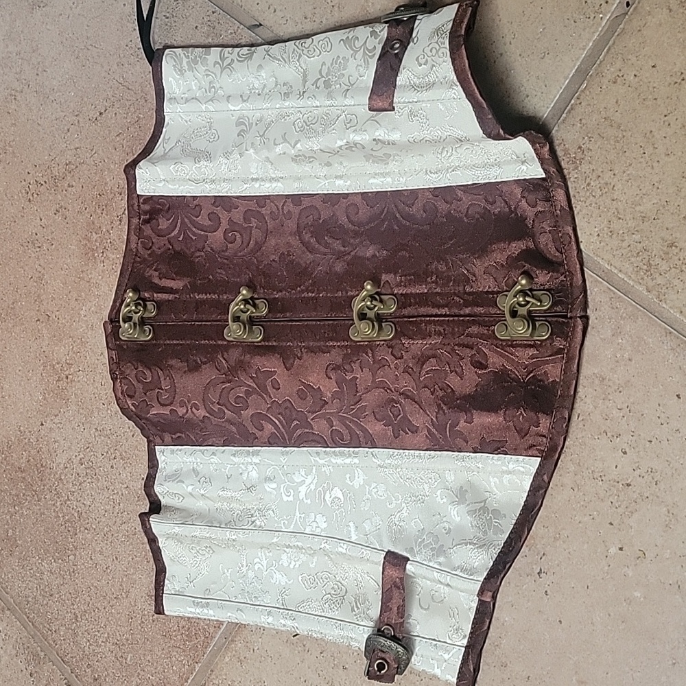 Brown and Biege Bone in Under Bust Corset
